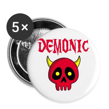 Manga Dämonenschädel - Buttons groß 56 mm (5er Pack) - Weiß - Vorne