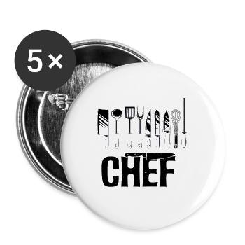 Chef cuisine alimentaire cuisinier t shirt chef cadeau - Lot de 5 grands badges (56 mm) - blanc - Devant