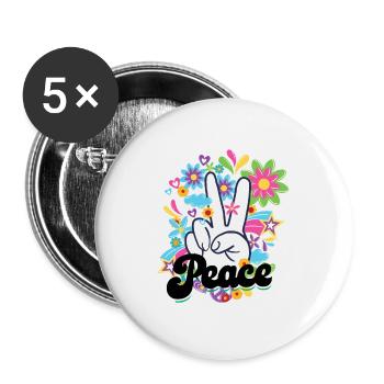 Hippies Peace | Hippie lifestyle 60s gift idea - Buttons large 2.2''/56 mm (5-pack) - white - Front