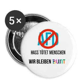 Hass tötet Menschen wir bleiben bunt - Buttons groß 56 mm (5er Pack) - Weiß - Vorne