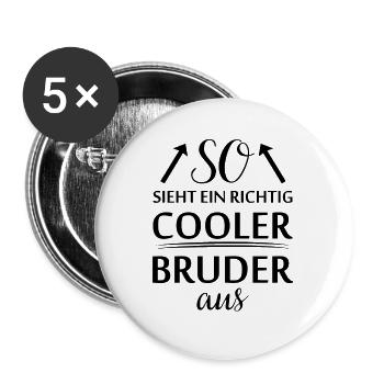 So sieht ein richtig cooler Bruder aus Geschenk - Buttons groß 56 mm (5er Pack) - Weiß - Vorne