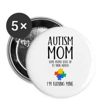 Autism Mom Awareness Autism Gift - Buttons large 2.2''/56 mm (5-pack) - white - Front