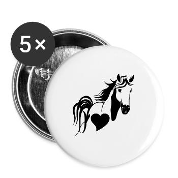 Reiten | Pferdemädchen Pferd Dressur Geschenkideen - Buttons groß 56 mm (5er Pack) - Weiß - Vorne