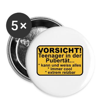 Vorsicht Teenager - Buttons groß 56 mm (5er Pack) - Weiß - Vorne