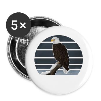 Bald eagle bird illustration - Buttons large 2.2''/56 mm (5-pack) - white - Front