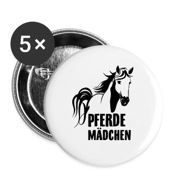Pferdemädchen | Reiten Reiterin Pferde Geschenke - Buttons groß 56 mm (5er Pack) - Weiß - Vorne