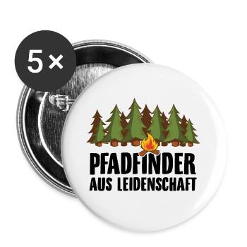 Pfadfinder Sprüche | Abzeichen Lagerfeuer Geschenk - Buttons groß 56 mm (5er Pack) - Weiß - Vorne