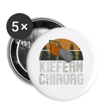 Holzfäller Motorsäge Geschenk Lustig Geschenk - Buttons groß 56 mm (5er Pack) - Weiß - Vorne