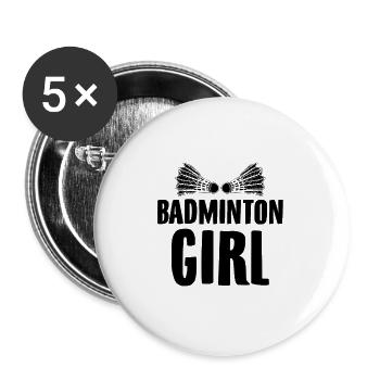 Filles de badminton | Cadeau de passe-temps sport volant - Lot de 5 grands badges (56 mm) - blanc - Devant