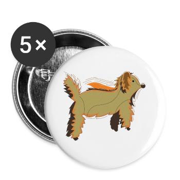 Chien moelleux créature semblable à un ours - Lot de 5 grands badges (56 mm) - blanc - Devant