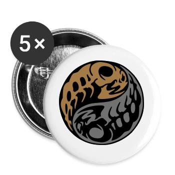 squelette de poisson yin yang - Lot de 5 grands badges (56 mm) - blanc - Devant