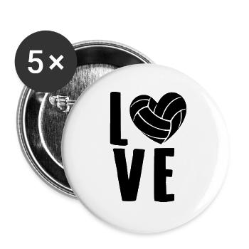 Volleyball Liebe | Volleyballer Spieler Geschenke - Buttons groß 56 mm (5er Pack) - Weiß - Vorne
