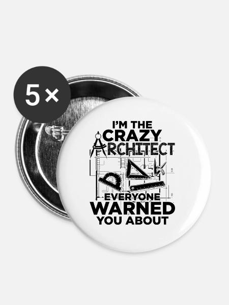 Architekt Beruf | Architekten Architektur Geschenk - Buttons groß 56 mm (5er Pack) - Weiß