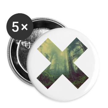 Croix géométrique de la forêt - Lot de 5 grands badges (56 mm) - blanc - Devant