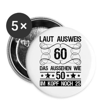 60. Geburtstag Geschenk - Buttons groß 56 mm (5er Pack) - Weiß - Vorne
