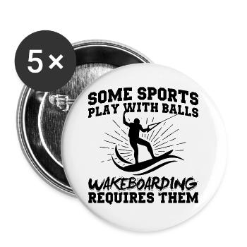 Wakeboarding | Wakeboard Wakeboarder Geschenkideen - Buttons groß 56 mm (5er Pack) - Weiß - Vorne