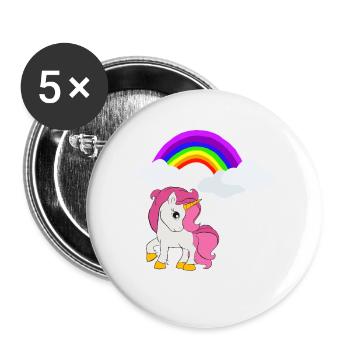 Einhorn Regenbogen Mädchen Unicorn Tochter - Buttons groß 56 mm (5er Pack) - Weiß - Vorne