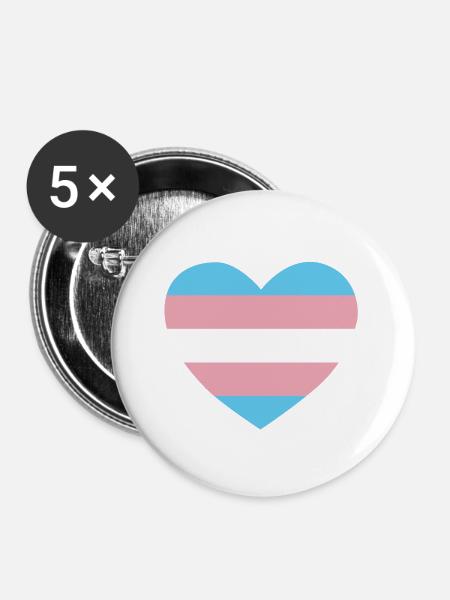 Trans Herz - Buttons groß 56 mm (5er Pack) - Weiß