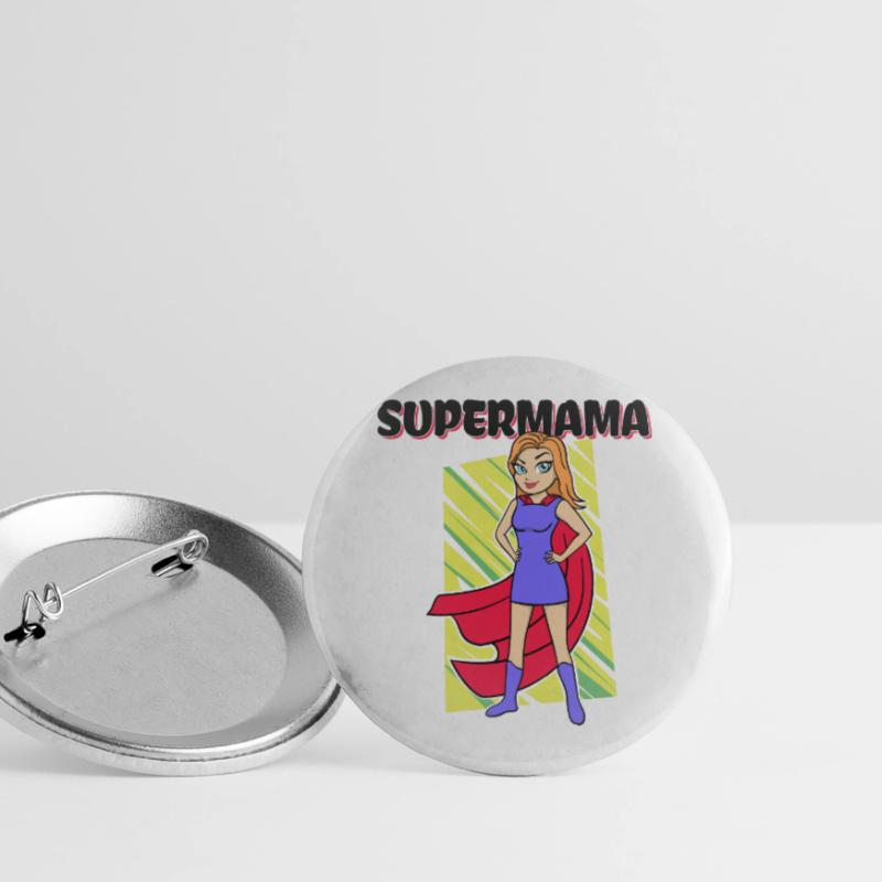 Supermama Beste Mutter Muttertag Statement Mama Buttons groß 56 mm (5er Pack)