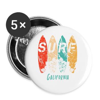 Surf California - Buttons large 2.2''/56 mm (5-pack) - white - Front