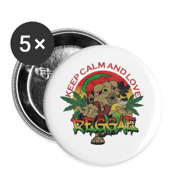 keep calm and love reggae - Buttons large 2.2''/56 mm (5-pack) - white - Front