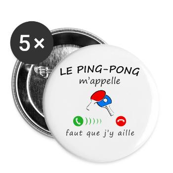 le ping-pong m'appelle de la collection "appel" - Lot de 5 grands badges (56 mm) - blanc - Devant