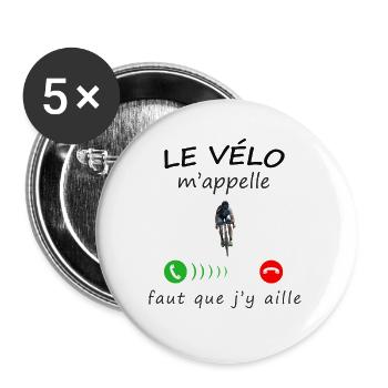 le vélo m'appelle de la collection "appel" - Lot de 5 grands badges (56 mm) - blanc - Devant