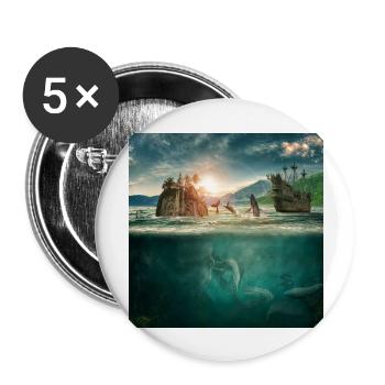 Underwater world of imagination - Buttons large 2.2''/56 mm (5-pack) - white - Front