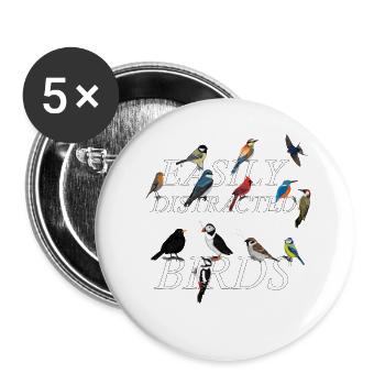 Easily Distracted By Birds Bird Design - Buttons large 2.2''/56 mm (5-pack) - white - Front