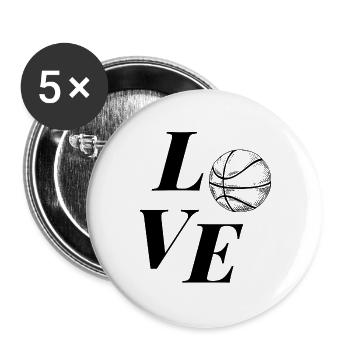 LOVE BASKETBALL - Buttons large 2.2''/56 mm (5-pack) - white - Front