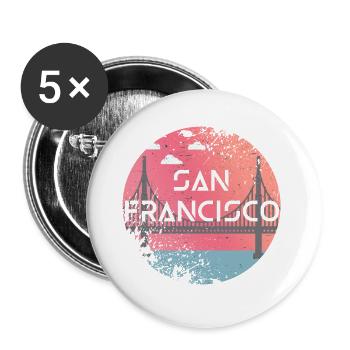 San Francisco - Buttons groß 56 mm (5er Pack) - Weiß - Vorne