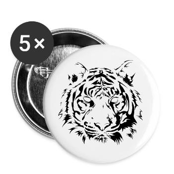 Tiger Zeichnung Raubkatze Portrait Illustration - Buttons groß 56 mm (5er Pack) - Weiß - Vorne