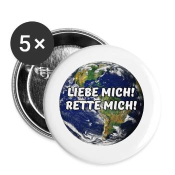 Erde Planet Umweltschutz Klimawandel Spruch - Buttons groß 56 mm (5er Pack) - Weiß - Vorne