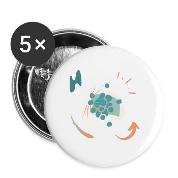 Lässiges Design mit Farbverlauf - Buttons groß 56 mm (5er Pack) - Weiß - Vorne