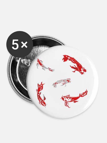 karpfen rot fische kois japan muster abstrakt art - Buttons groß 56 mm (5er Pack) - Weiß