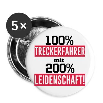 Traktor , Treckerfahrer 200% Leidenschaft ...(25) - Buttons groß 56 mm (5er Pack) - Weiß - Vorne
