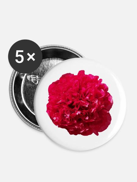 Bluete Pfingstrose rot - Buttons groß 56 mm (5er Pack) - Weiß