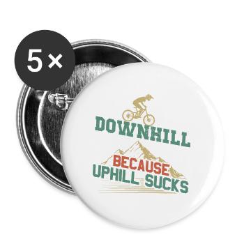 Mountain bike downhill | BMX mountain biking gift - Buttons large 2.2''/56 mm (5-pack) - white - Front