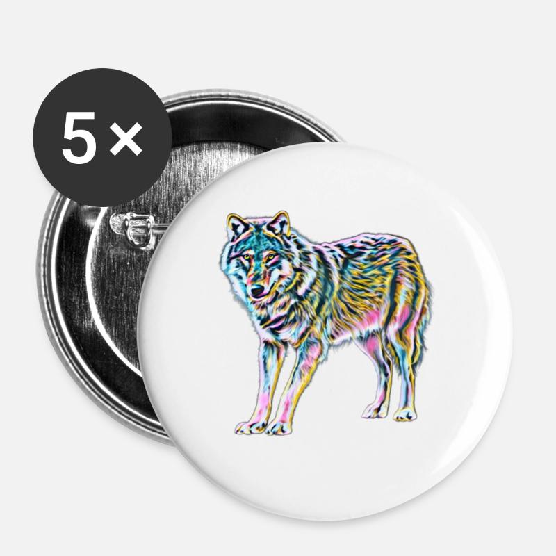 wolf - Buttons large 2.2''/56 mm (5-pack) - white