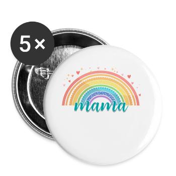 Rainbow Mama - Lot de 5 grands badges (56 mm) - blanc - Devant