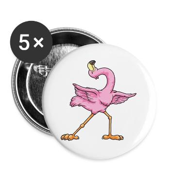 Flamingo Yoga Fitness Meditation - Buttons groß 56 mm (5er Pack) - Weiß - Vorne