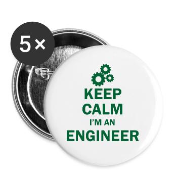 Keep calm I'm an engineer Ingenieur Student - Buttons groß 56 mm (5er Pack) - Weiß - Vorne
