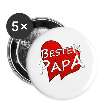BESTER PAPA - Buttons groß 56 mm (5er Pack) - Weiß - Vorne