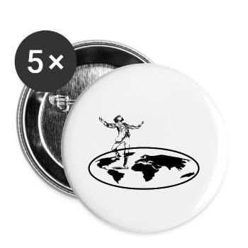 Flat Earth - Buttons groß 56 mm (5er Pack) - Weiß - Vorne