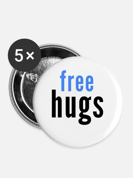 free hugs - Buttons groß 56 mm (5er Pack) - Weiß