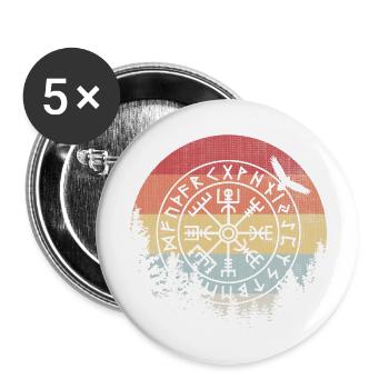 Écriture runique - Lot de 5 grands badges (56 mm) - blanc - Devant