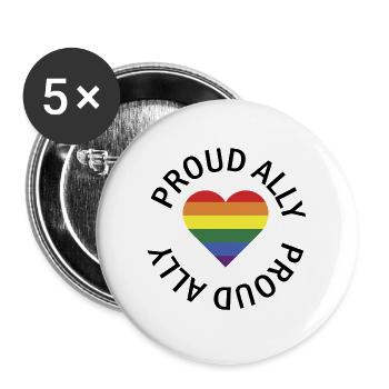 Proud Ally heart lgbt Pride Month gift - Buttons large 2.2''/56 mm (5-pack) - white - Front
