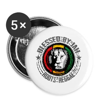 Reggae Lion Motif - Buttons large 2.2''/56 mm (5-pack) - white - Front