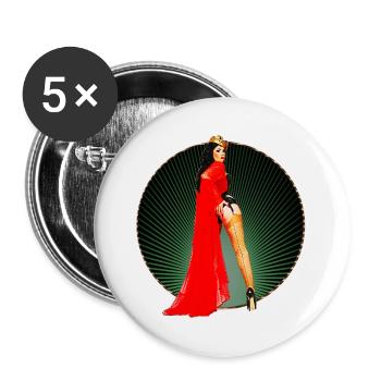 Pinup - Vintage Retro Burlesque Queen Art des années 50 - Lot de 5 grands badges (56 mm) - blanc - Devant