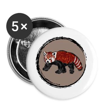 Roter Panda / Red Panda Design IV - Buttons groß 56 mm (5er Pack) - Weiß - Vorne